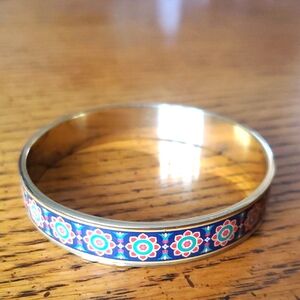 Vera Bradley Floral Gold and Blue Bangle Bracelet